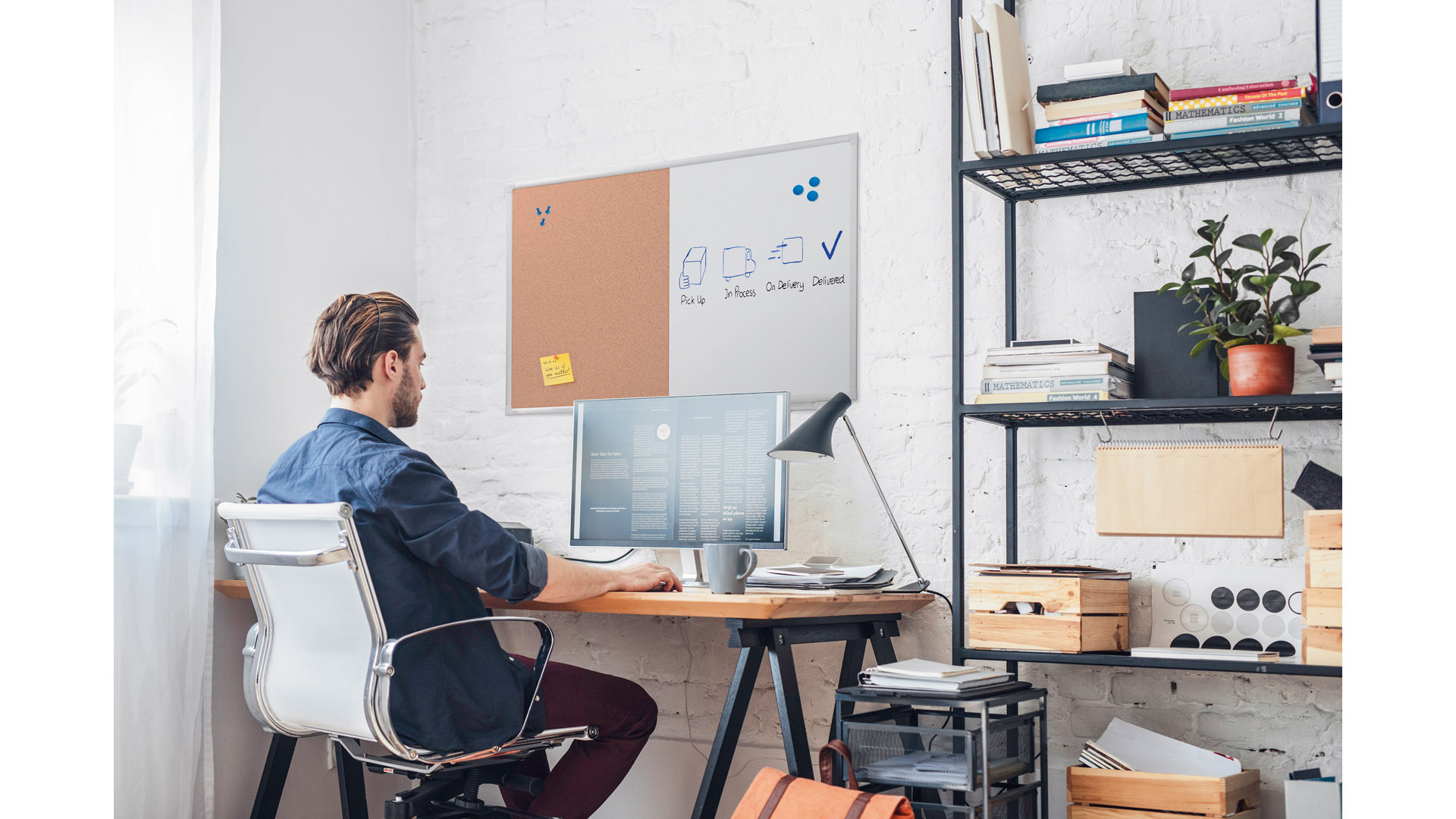 Whiteboard u. Pinboard, BxH 900x600 mm, lackierte und Korkoberfläche, Aluminiumrahmen