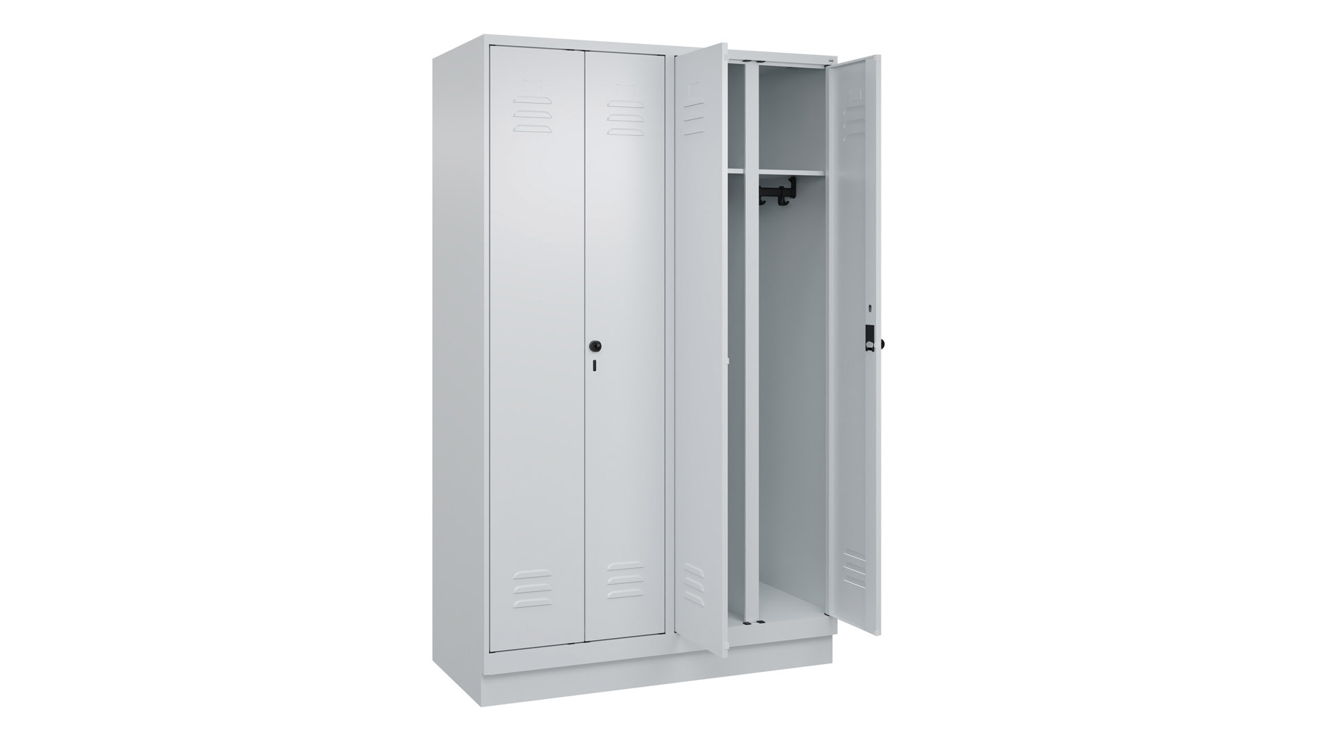 Doppelspind - schwarz weiß Trennung,  Breite 120 cm,  Höhe 195 cm,  Tiefe 50 cm,  4 Abteile