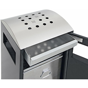 Kombi-Ascher, Edelstahl Kopfelement, Ascherlade 5 l, verz. Inneneimer Vol. 40 l, RAL 7016, BxTxH 350x350x815 mm