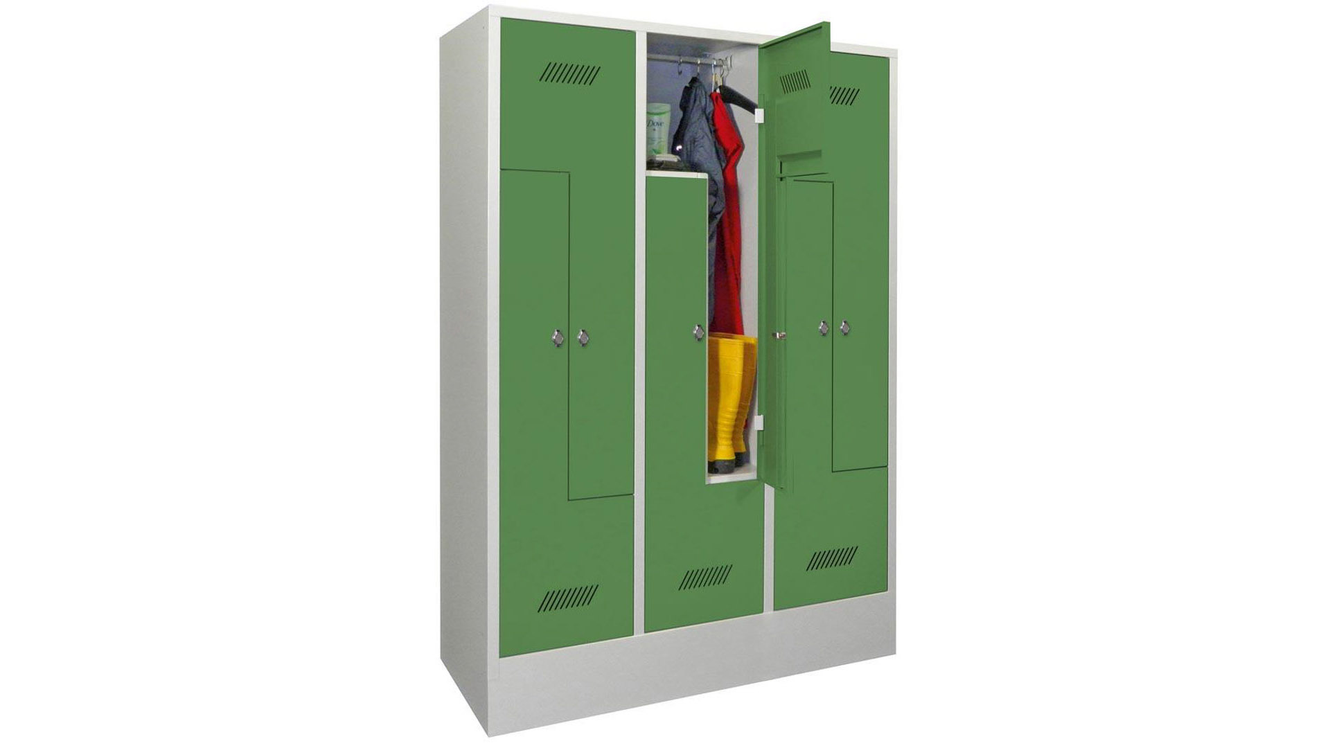 Z-Spind, Breite 120 cm, Höhe 185 cm, Tiefe 50 cm, 6 Abteile