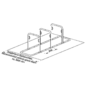 Fahrradbügel, Fahrrad-Anlehnbügel, Stahlrohr Durchm. 48 mm, zum Aufstellen, 4 Einstellplätze, feuerverzinkt, BxTxH 2170x750x860 mm