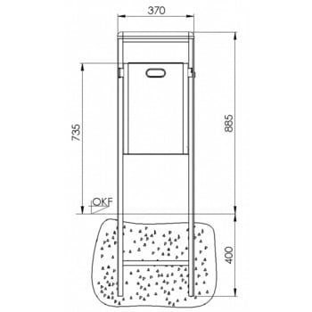 Stand-Abfallbehälter rechteckig - Vol. 40 l - zum Einbetonieren - verzinkt/verzinkt