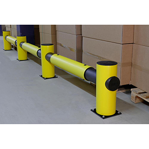 Verkehrsbarriere, Spezialkunststoff, einzeilig, Endpfosten, Höhe 516 mm, Durchm. 200 mm, gelb/schwarz