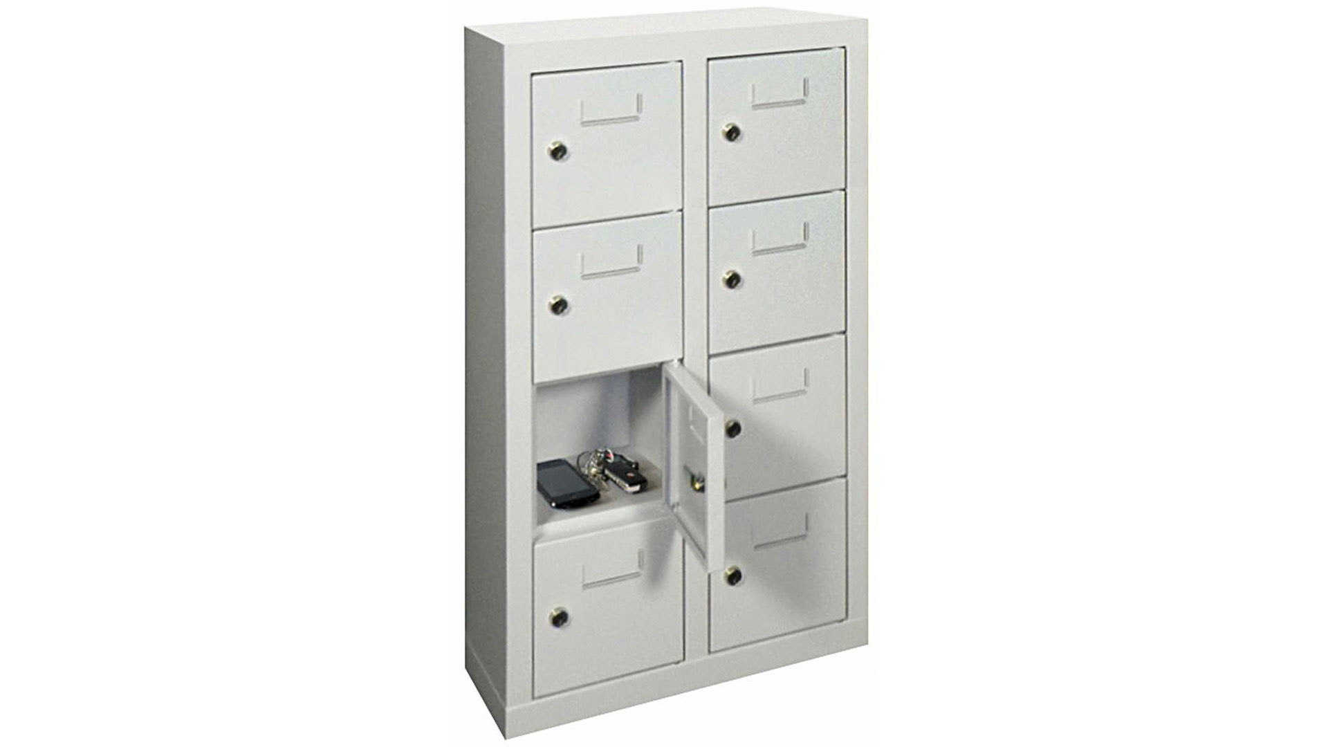 Schließfachschrank, Breite 46 cm, Höhe 81,5 cm, Tiefe 20 cm, 8 Fächer