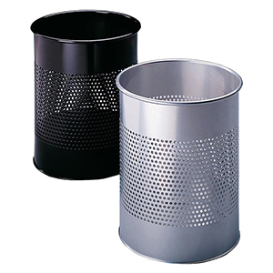 Papierkorb, Stahl gelocht, rund, Volumen 15 l, Durchm.xH 260x315 mm, silber