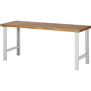 Werkbank, BxTxH 2000x700x840 mm, Platte Buche 40 mm, RAL 7035, Traglast 750 kg