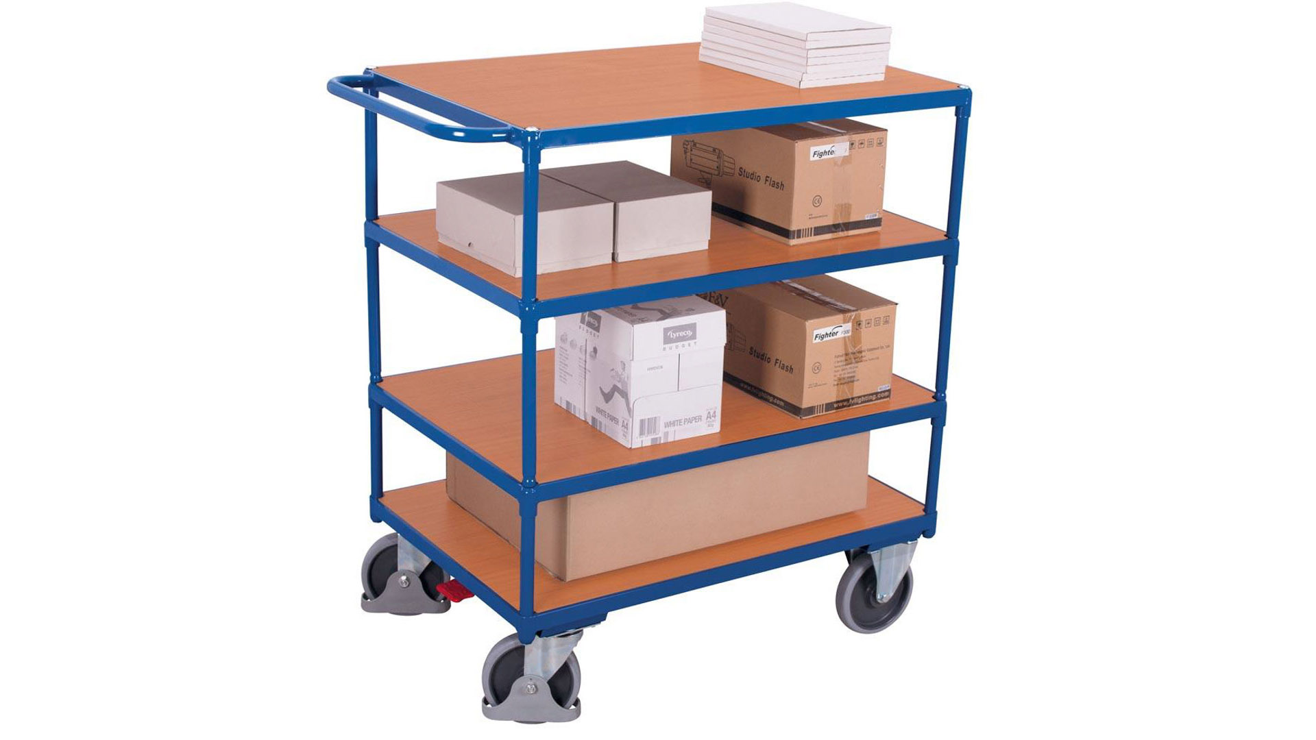 Schwerlast Tischwagen - 4 Etagen - Traglast 500 kg - Ladefläche 800 x 1.200 mm (BxT)