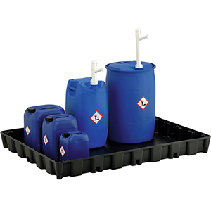 PE-Auffangwanne, BxTxH 1600x1200x165 mm, Auffangvol. 250 l, Gewicht 10,5 kg, schwarz