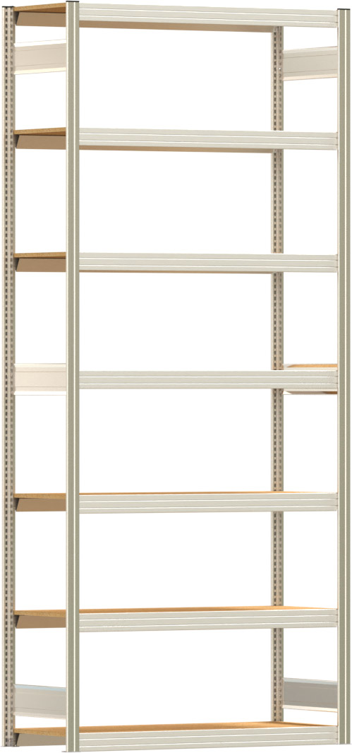 Fachbodenregal BERT - Breite: 128,5 cm - Tiefe: 50 cm - Höhe: 300 cm - 7 Böden - Grundregal