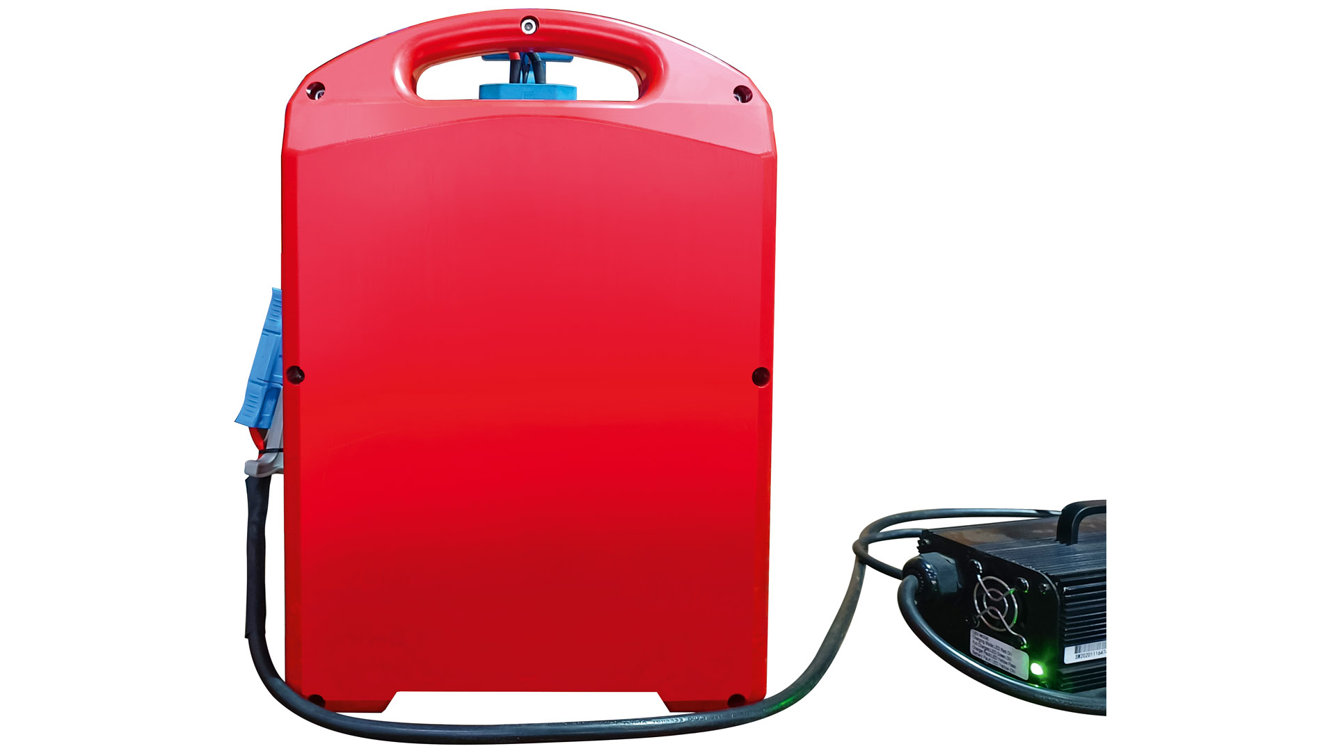 Hubwagen, E-Gabelhubwagen, vollelektrisch, Traglast 1500 kg, Gabellänge 1150 mm,Tragbreite 550 mm, LKW geeignet,  PU/Nylon-Räder, rot/schwarz