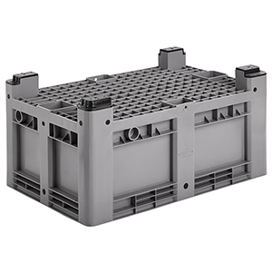 Palettenbox, PE, BxTxH 1200x800x580 mm, Volumen 330 l, Farbe grau, 4 Füße, Boden + Wände geschlossen