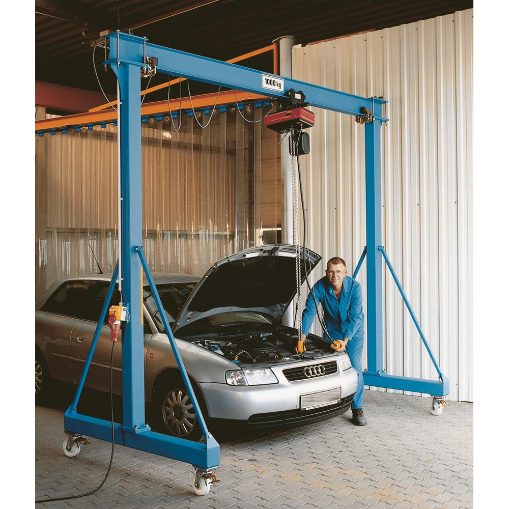 Portalkran, mit Handschiebefahrwerk, Traglast 2000 kg, Radstand 2000 mm, Gesamtbreite 5400 mm, Bauhöhe 3340 mm