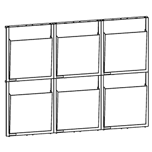 Wand-Display, 6xDIN A4, BxTxH 852x59x652 mm, glasklar, inkl. Montageschiene + Befestigungsmaterial, VE 2 Stück