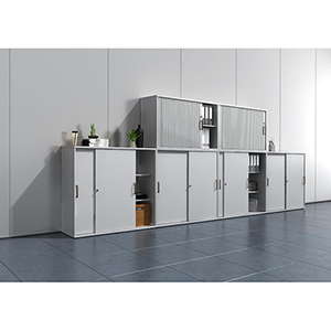 Aktenschrank mit Schiebetüren, Büroschrank, BxTxH 1200x400x748 mm, 2 OH, 1 Boden, Schloss, weiß