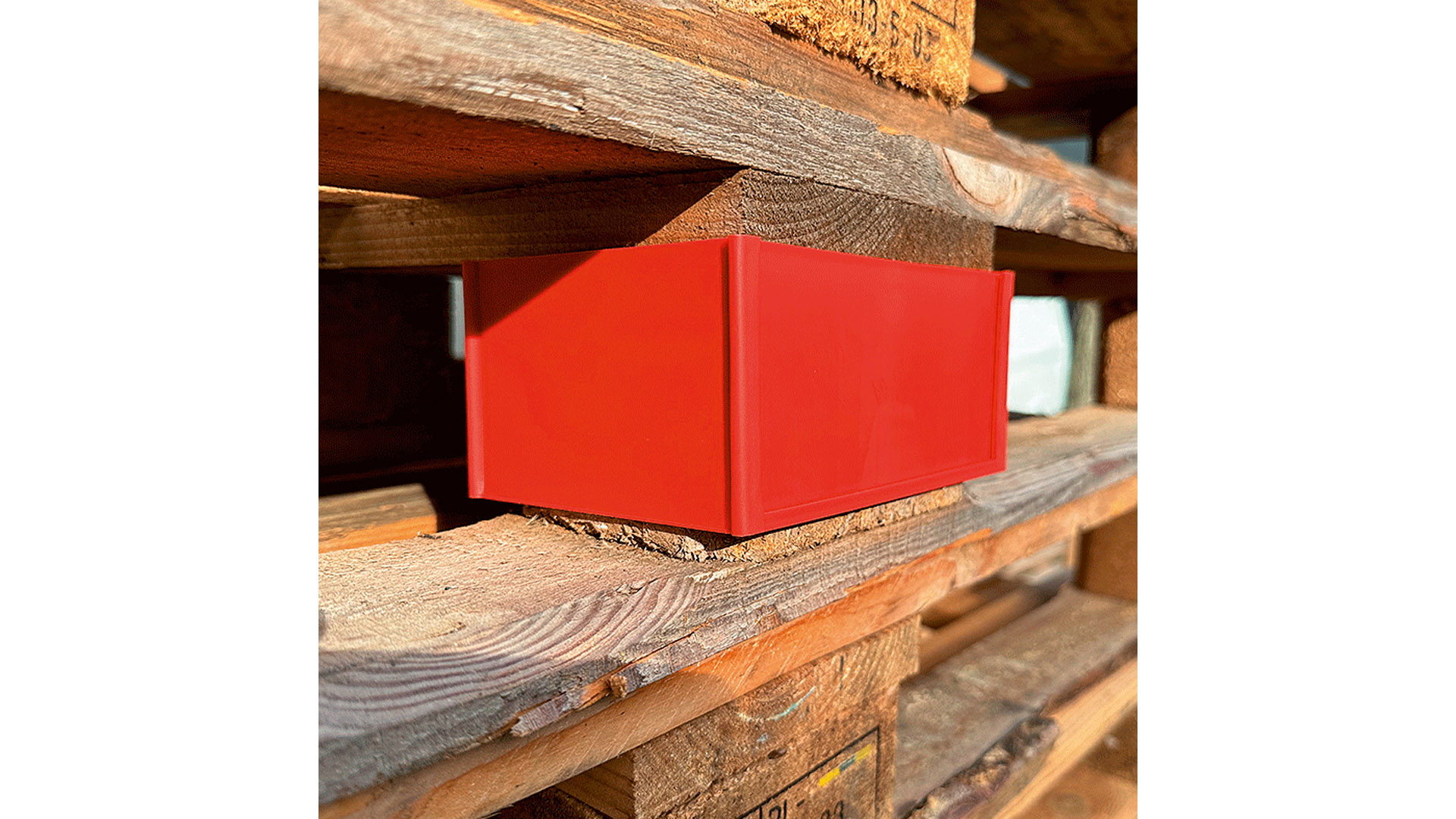 Paletten-ID-Spange, weiß, für den Mittelfuß der Palettenschmalseite, BxTxH 150,57x150,57x73 mm, VE 25 Stück