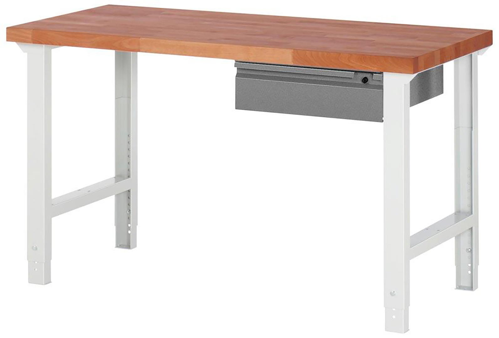 Werkbank 7000 BR, BxTxH 1500x700x790-1140 mm, Platte Buche 40 mm, 1 Schublade 150 mm, zerlegte Anlieferung, RAL 7035/7016