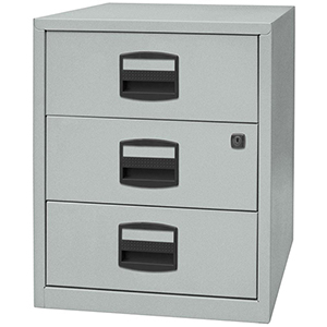 Rollcontainer, BxTxH 413x400x528 mm, 3 Schubladen, silber