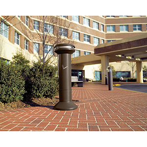 Standascher, rund mit Fuß, schwarz beschichet, TxH 400x1010 mm, Kapazität 8000 Zigaretten