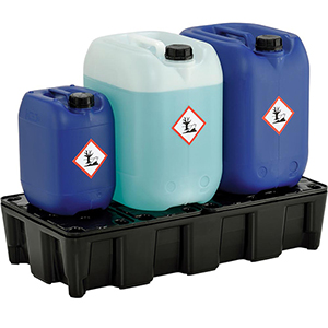 PE-Auffangwanne mit PE-Rost, BxTxH 800x400x180 mm, Traglast 160 kg, Auffangvol. 35 l, Gewicht 4,8 kg, schwarz