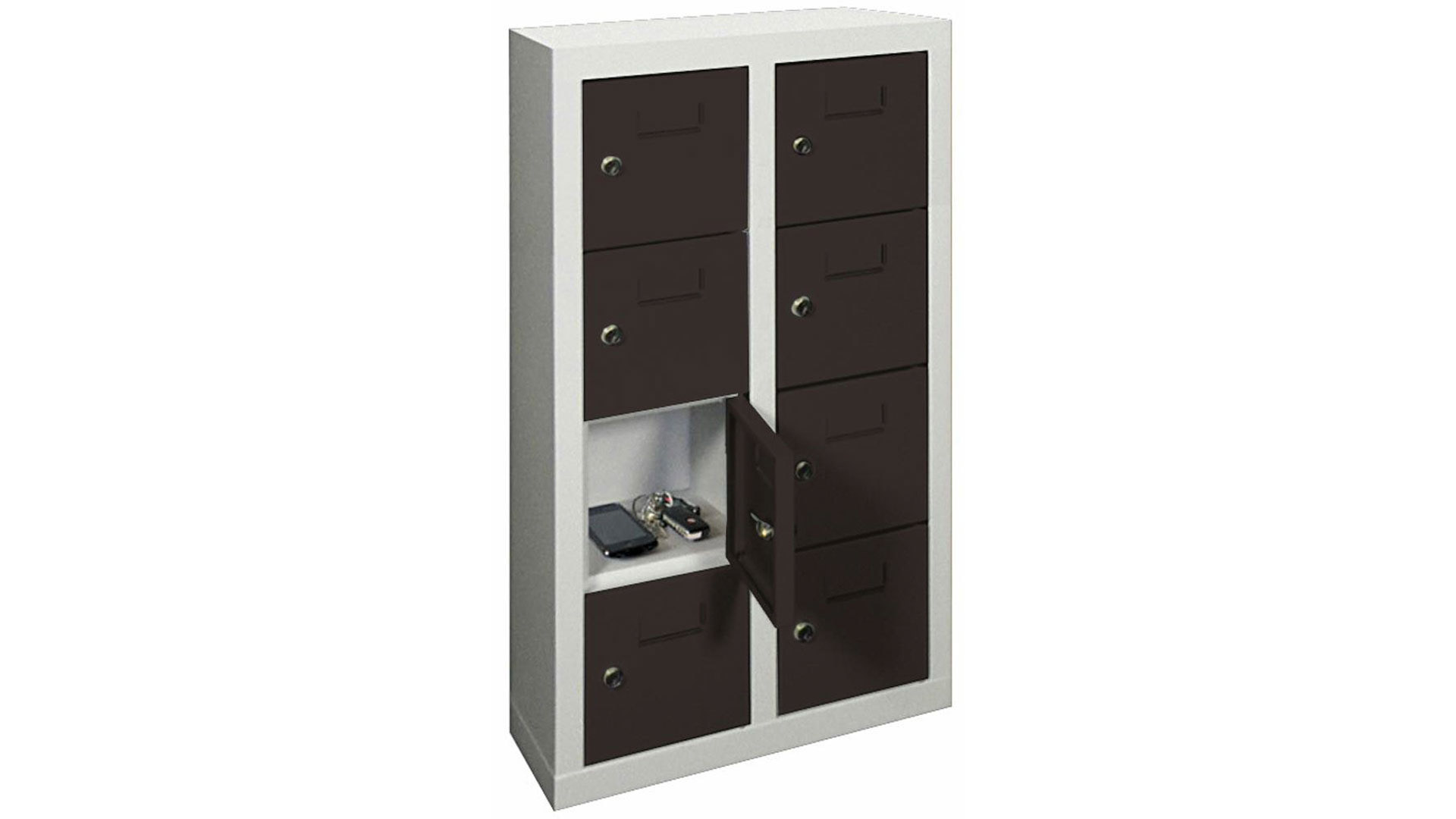 Schließfachschrank, Breite 46 cm, Höhe 81,5 cm, Tiefe 20 cm, 8 Fächer
