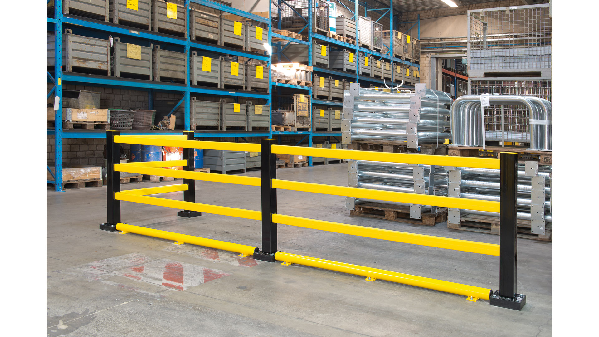 Hybrid-Rammschutz-Bodenbarriere, Querbalken für Ecken, 74x52x5 mm, Kunststoff, gelb, Länge 1000 mm