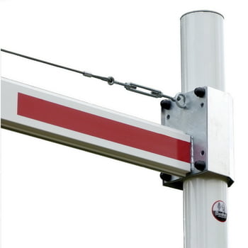 Schwenkbare Höhenbegrenzung für Parkplätze und Einfahrten, zum Aufdübeln, mit Reflexstreifen, max. Durchfahrtshöhe 2.800 mm, Sperrbreite 5.000 mm