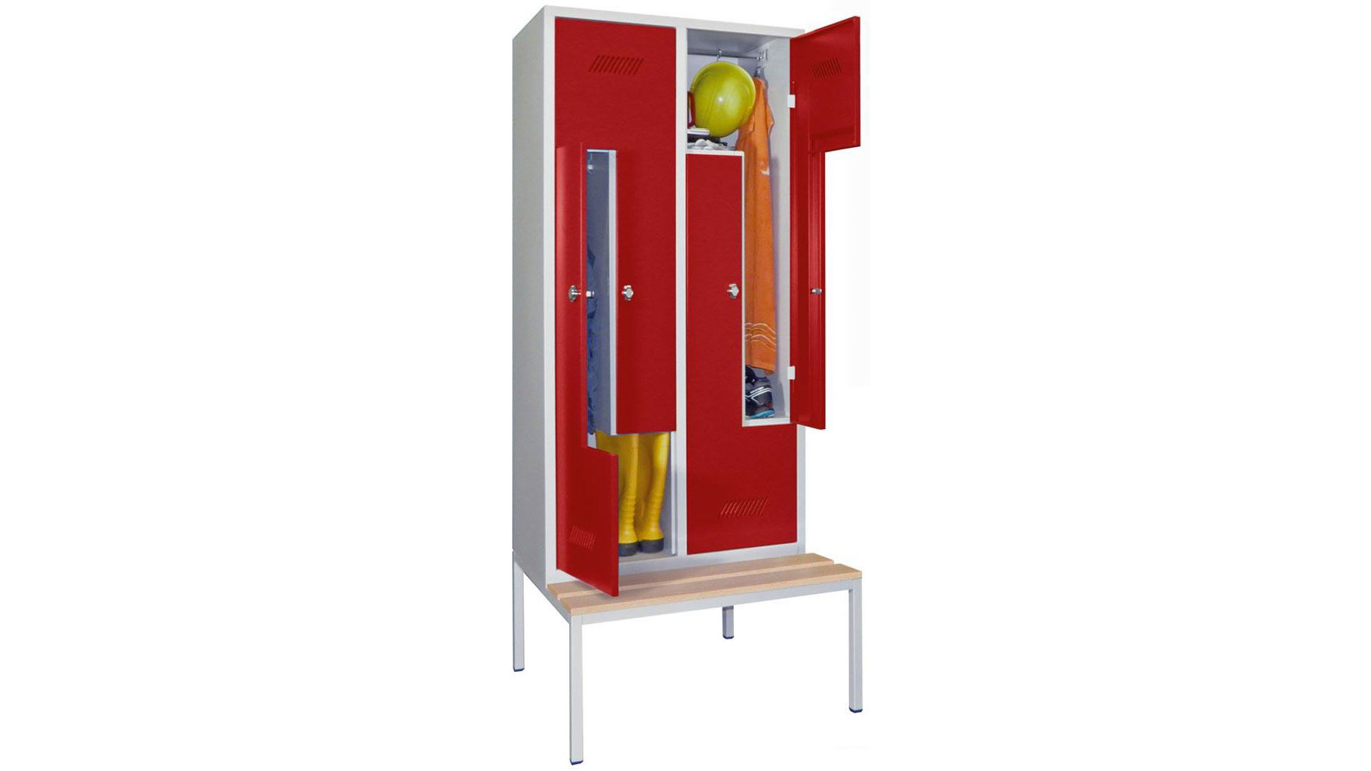 Z-Spind, Breite 80 cm, Höhe 210 cm, Tiefe 80 cm, 4 Abteile