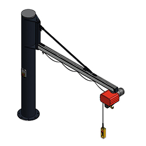 Alu-Säulenschwenkkran, mit Elektrokettenzug, Traglast 500 kg, Schwenkbereich 270 Grad, Ausladung 3895 mm, Bauhöhe 3287 mm, inkl. Verbund-Anker