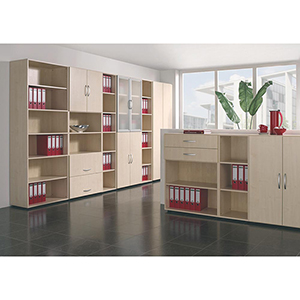 Büroregal, BxTxH 400x400x2160 mm, 6 OH, 5 Böden, Justierfüße, ahorn