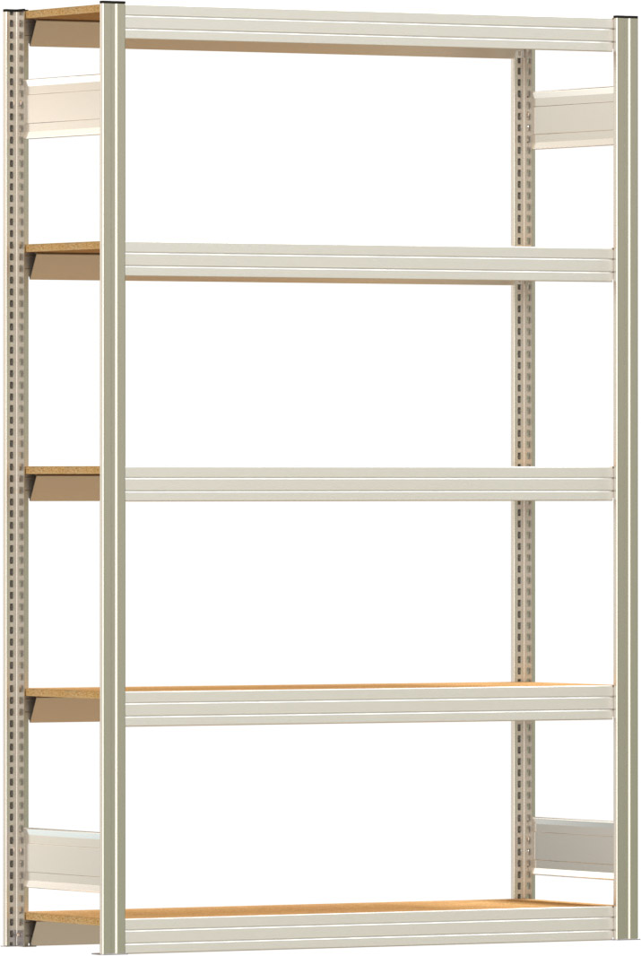 Fachbodenregal BERT - Breite: 128,5 cm - Tiefe: 40 cm - Höhe: 200 cm - 5 Böden - Grundregal