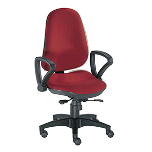 Bürostuhl, Schreibtischstuhl, Drehstuhl, Gr.L, Sitz-BxTxH 460x440x430-530 mm, Lehnenh. 560-610 mm, Punkt-Synchronm., Lendenwirbelstütze, Bandscheibensitz, Bezug bordeaux