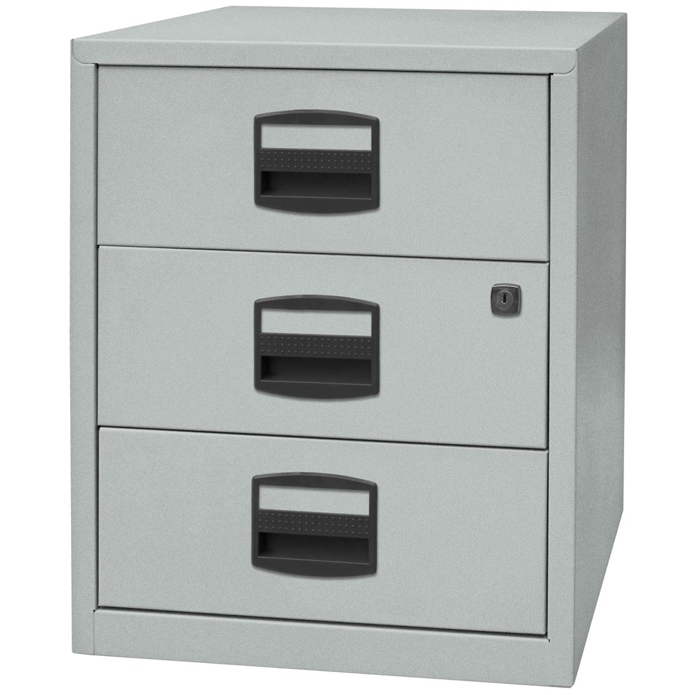 Rollcontainer, BxTxH 413x400x528 mm, 3 Schubladen, silber