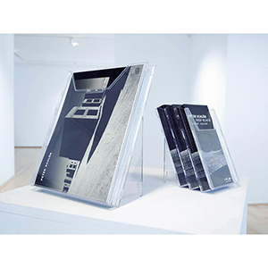 Prospekthalter für Tischaufstellung oder Wandanbringung, 1 Fach DIN A4, Fülltiefe 24 mm, BxTxH 242x162x291 mm, VE 6 Stück