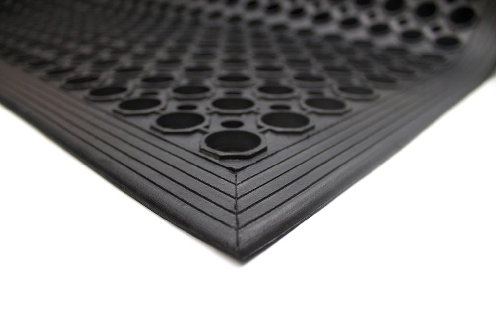 Arbeitsplatzmatte aus SBR-Gummi, BxT 900x1500 mm, Stärke 14 mm, R 10, schwarz