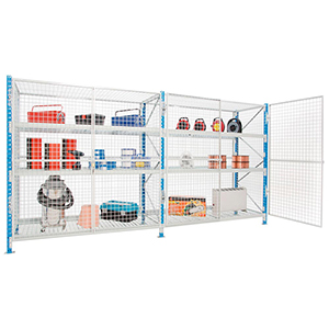 Gefahrstoffregal verschließbar, Grundfeld, BxTxH 1800x600x2000 mm, 2 Lagerebenen, Rahmen RAL 5015, Travers RAL 7035