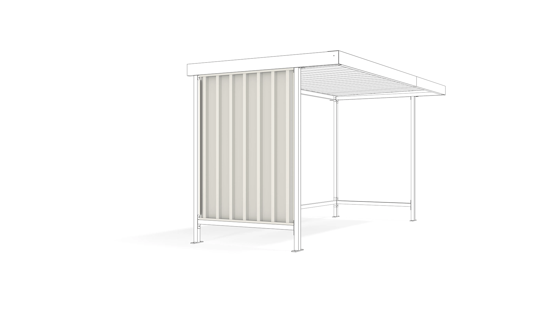 Seitenwand für Fahrradunterstand, Überdachung aus Trapezblech zu Grund- und Anbaueinheit Modell Leipzig