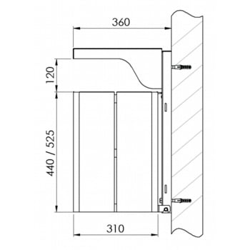 Abfallbehälter rechteckig, mit Haube - Wand- oder Pfostenbefestigung - mit Ascher - 40 l - gelborange/verzinkt