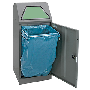 Wertstoffsammelbehälter, Volumen 75 l, handbetätigt, BxTxH 400x380x1000 mm, verz. Innenbehälter, Korpus graualuminium