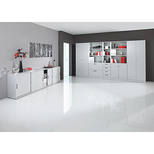 Aktenschrank, Büroschrank mit Flügeltüren und Glasscheiben, BxTxH 800x420x2004 mm, 5 OH, 4 Böden, ahorn