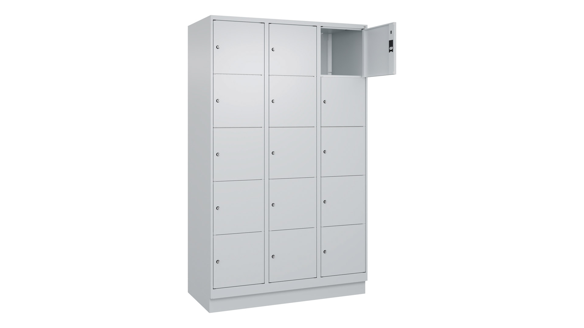 Fächerschrank, Breite 120 cm, Höhe 195 cm, Tiefe 50 cm, 15 Fächer