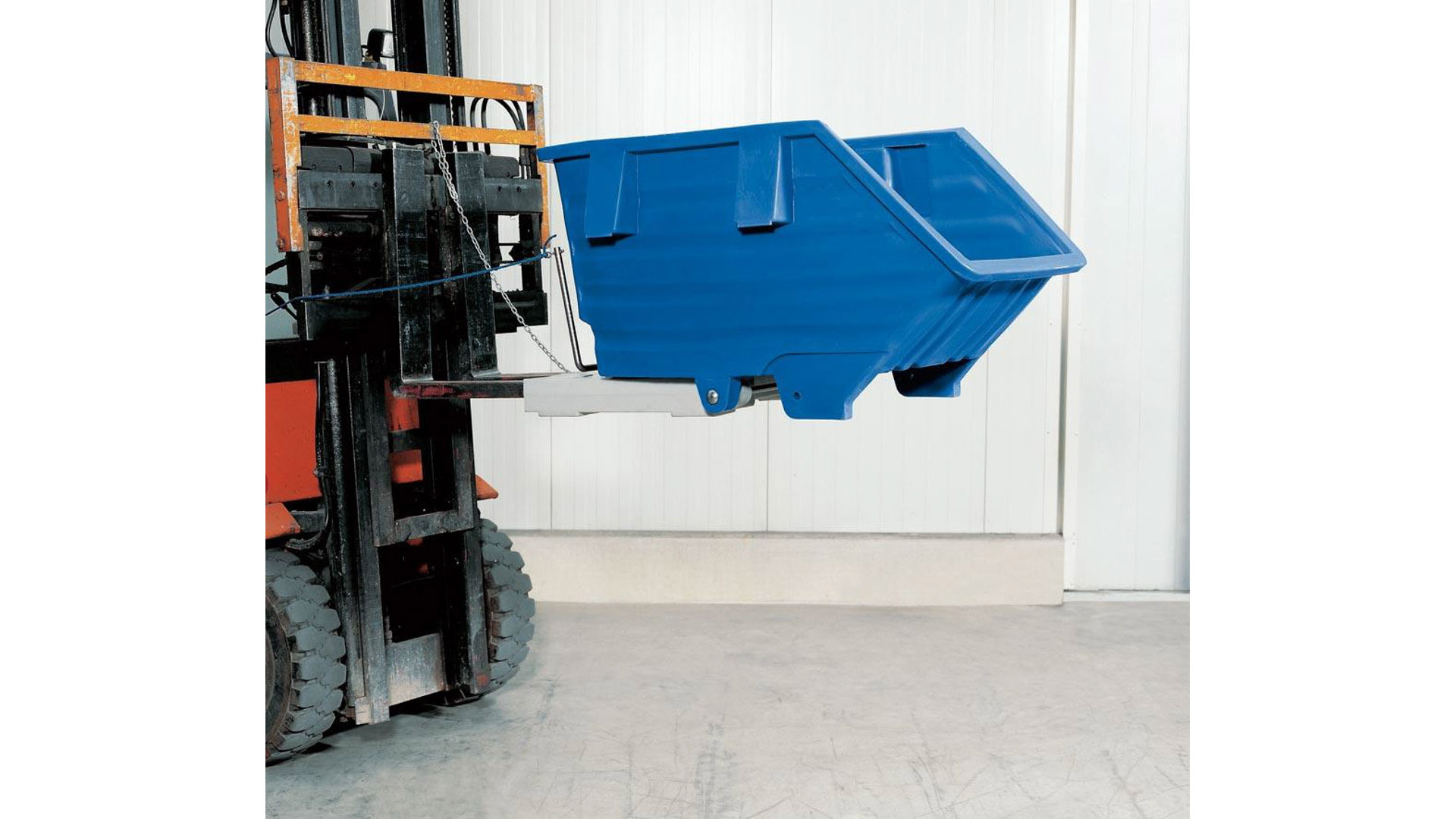 PE-Kippbehälter - 750 l - 250 kg - 890x1150x1650mm - Staplertaschen - blau