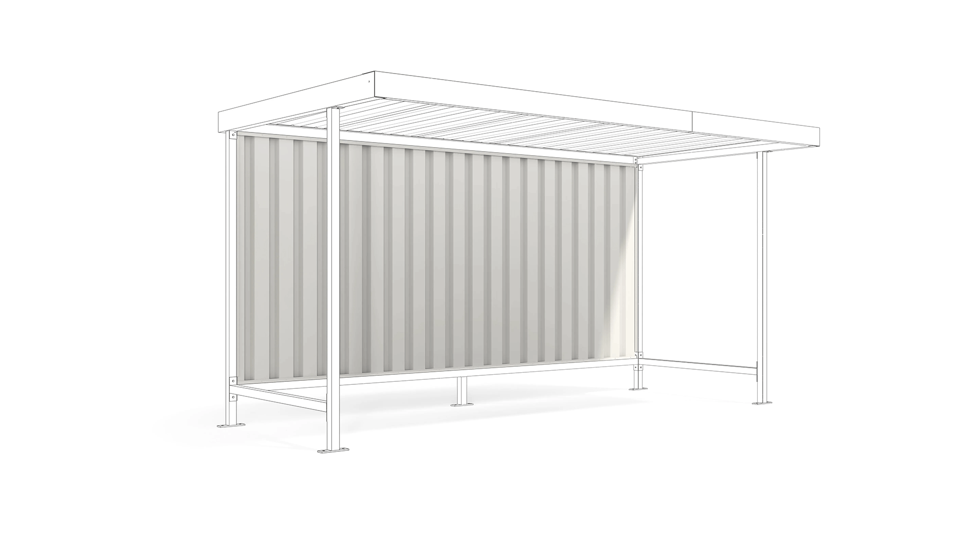 Rückwand Fahrradunterstand, aus Trapezblech zu Grund- und Anbaueinheit Modell Leipzig