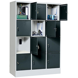 Akku-Ladeschrank, Fächerschrank, Breite 120,5 cm, Höhe 179,5 cm, Tiefe 58,2 cm, 12 Fächer