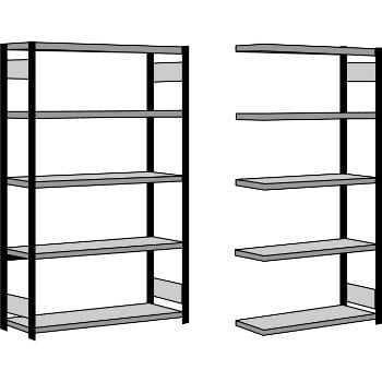 Fachbodenregal BERT - Breite: 87,5 cm - Tiefe: 50 cm - Höhe: 200 cm - 5 Böden - Grundregal