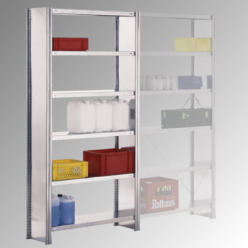 Fachbodenregal BERT - Breite: 128,5 cm - Tiefe: 40 cm - Höhe: 250 cm - 6 Böden - Anbauregal