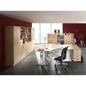 PC-Schreibtisch, BxTxH 1800x800-1000x650-850 mm, höhenverstellbar, C-Fuß-Gestell, Platte ahorn