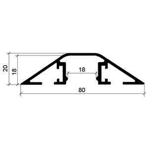 Kabelbrücke aus Aluminium, Kabelkanal, BxTxH (3x400)x80x20 mm, 3xGerade, mit Doppelklebeband, Farbe schwarz/gelb