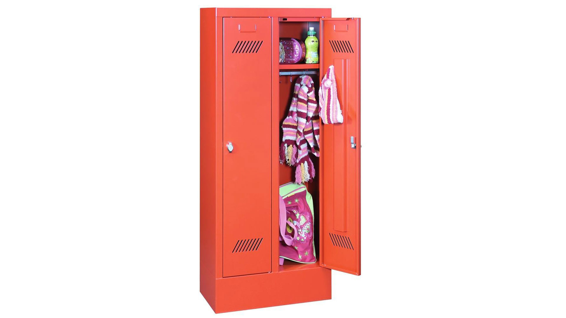Schulschrank, Spindschrank f. Kindergärten, Breite 103 cm, Höhe 130 cm, Tiefe 30 cm, 4 Abteil(e)