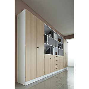 Aktenschrank, Büroschrank mit Flügeltüren und Glasscheiben, BxTxH 800x420x2004 mm, 5 OH, 4 Böden, ahorn