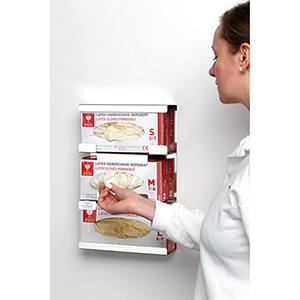 Edelstahl Halterung, 3-fach für Handschuhboxen, offen, 250x80x390 mm, inkl. Montagematerial